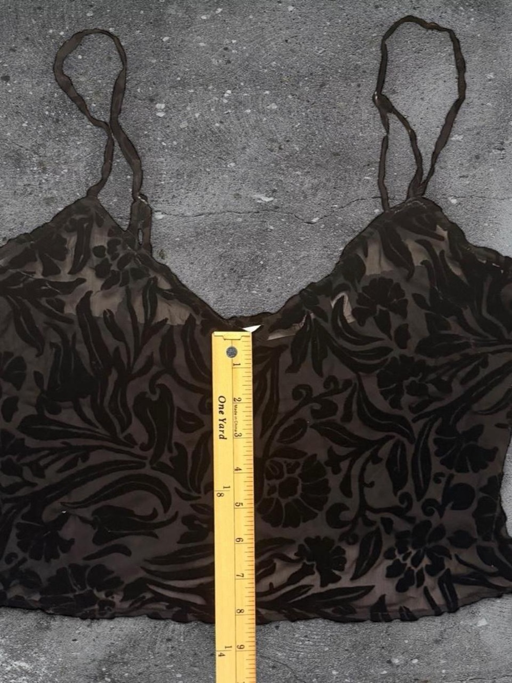 Victoria’s Secret Size L Velvet Burnout Floral Sheer Cami Black Y2K Lingerie - Picture 4 of 5